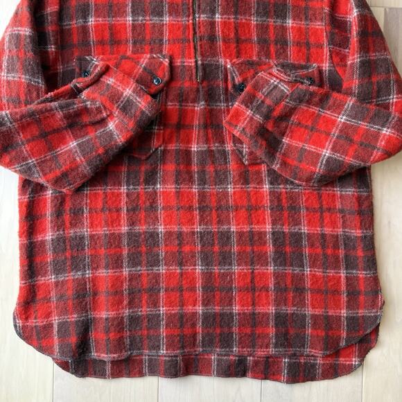 Vintage Mountaineer Shirt OS Red Wool 1/2 Zip Pullover 80s Standfast Outerwear - Picture 5 of 8